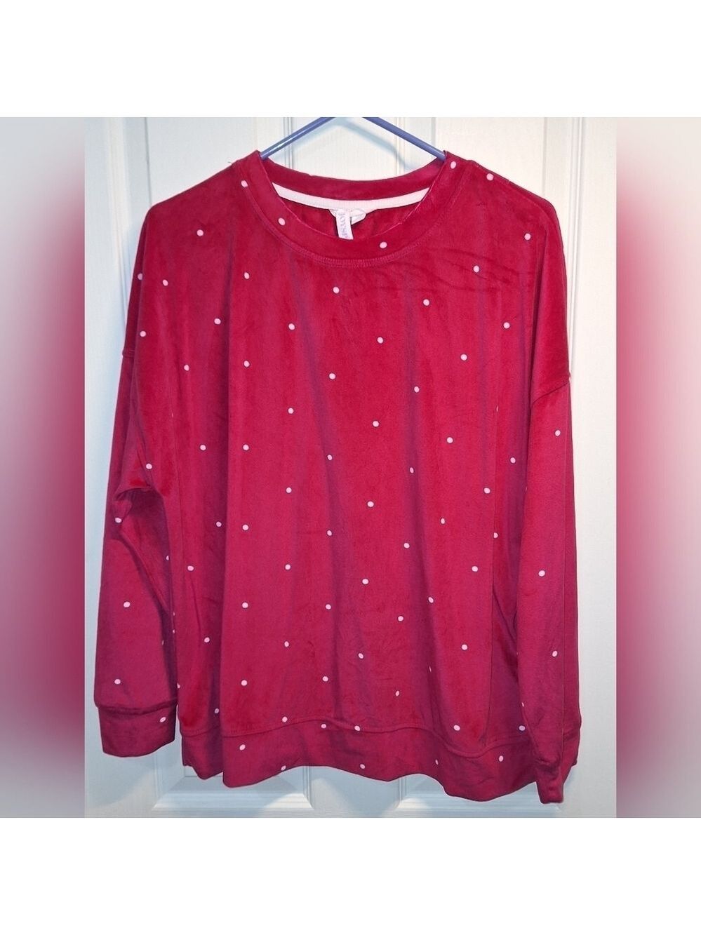 Joyspun Nightshirt Long Sleeve Pink Polka Dot Large